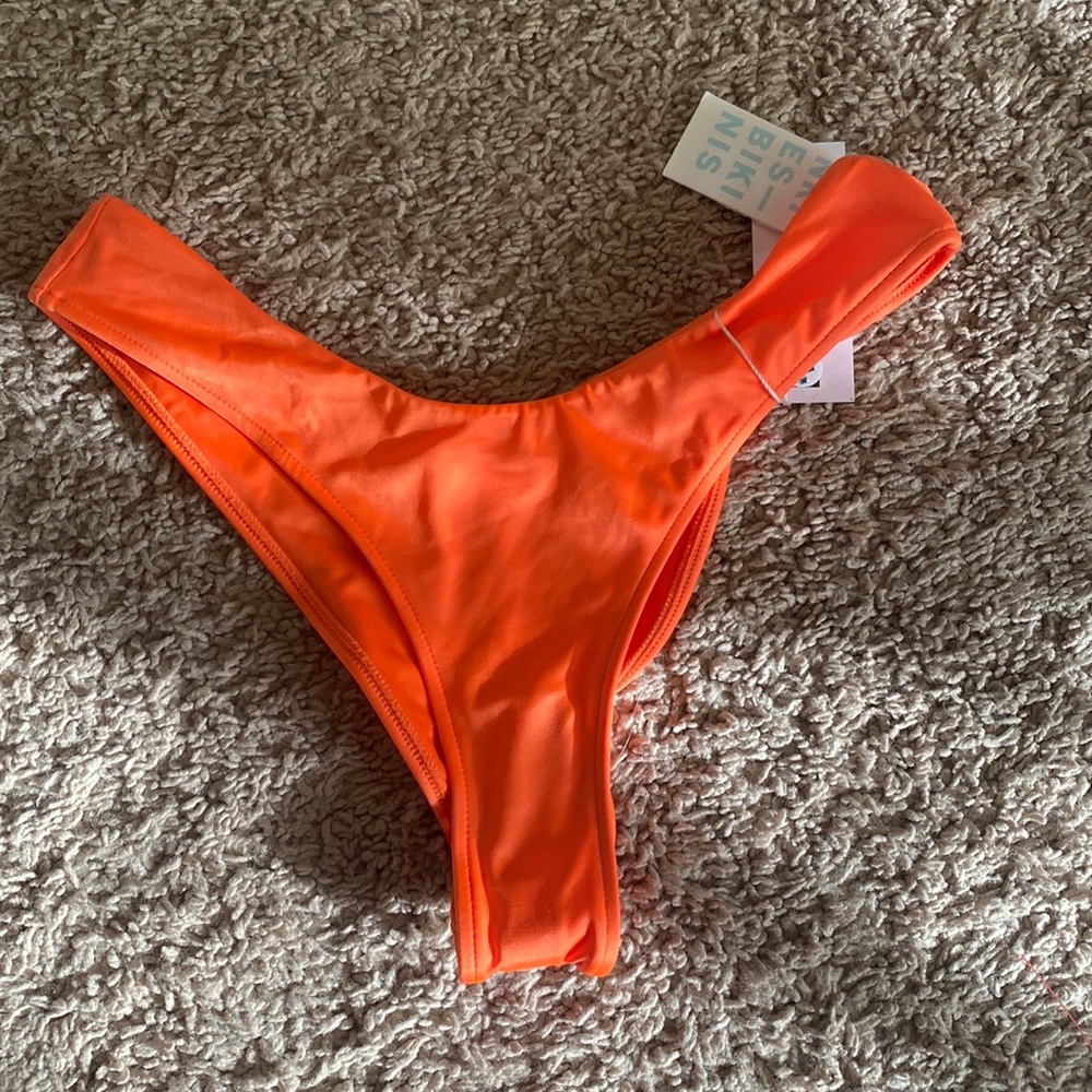 Frankies bikinis orange thong hygiene liner attached FITS LIKE A SMALL